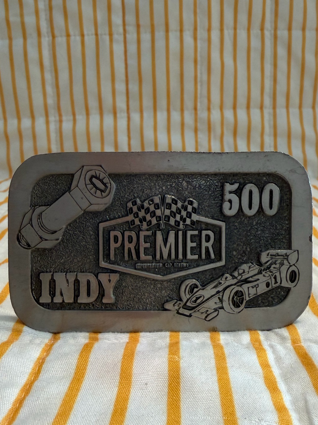 Indianapolis 500 Belt Buckle Premier Indy Race Car Racing Checkered Flag Vintage Indianapolis 500 Belt Buckle Premier Indy Race Car Racing Checkered Flag Vintage